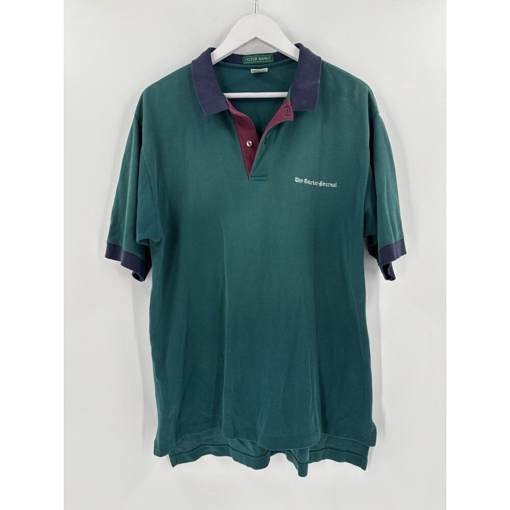 Outer Banks Vintage Polo Shirt Mens Large Green Louisville KY Courier Journal